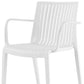 Set of Two White Heavy Duty Plastic Outdoor Stacking Arm Chairs