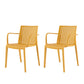 Set of Two Yellow Heavy Duty Plastic Outdoor Stacking Arm Chairs