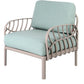31" Gray Heavy Duty Plastic Outdoor Armchair With Sea Green Cushion