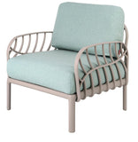 31" Gray Heavy Duty Plastic Outdoor Armchair With Sea Green Cushion