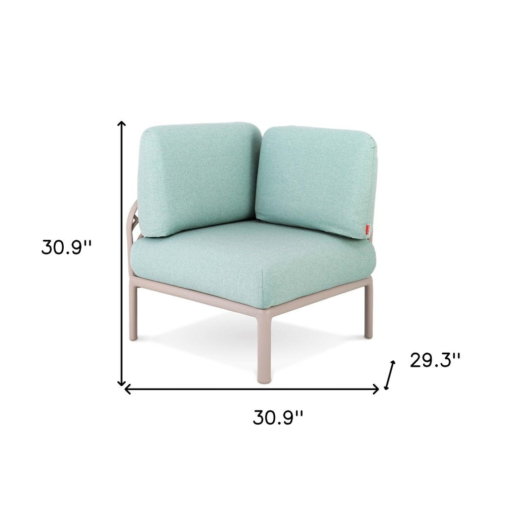 31" Sea Green Heavy Duty Plastic Outdoor Modular with Sea Green Cushion