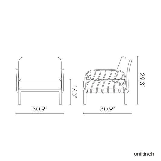 31" White Heavy Duty Plastic Outdoor Armchair With Sea Green Cushion