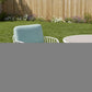 31" White Heavy Duty Plastic Outdoor Armchair With Sea Green Cushion