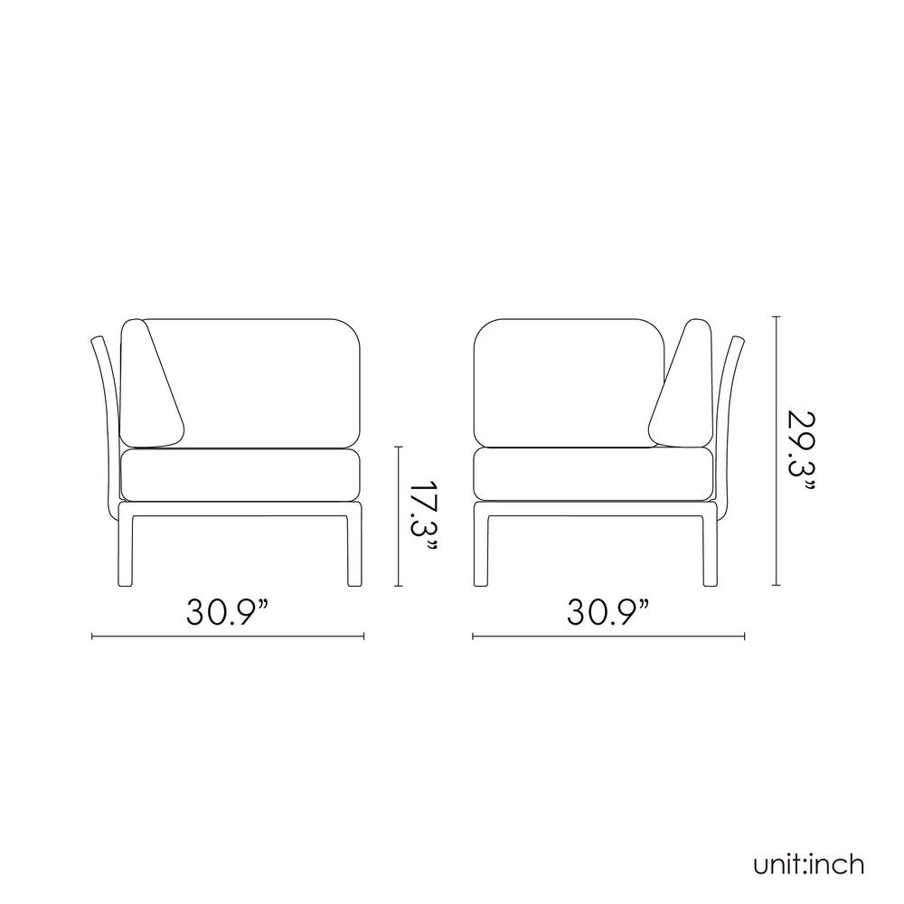 31" White Heavy Duty Plastic Outdoor Modular with Sea Green Cushion