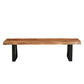 68" Brown and Black Solid Wood And Metal Live Edge Dining Bench