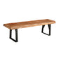 68" Brown and Black Solid Wood And Metal Live Edge Dining Bench