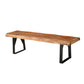68" Brown and Black Solid Wood And Metal Live Edge Dining Bench