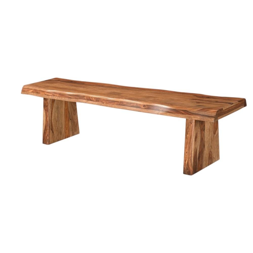 68" Brown Solid Wood Live Edge Dining Bench