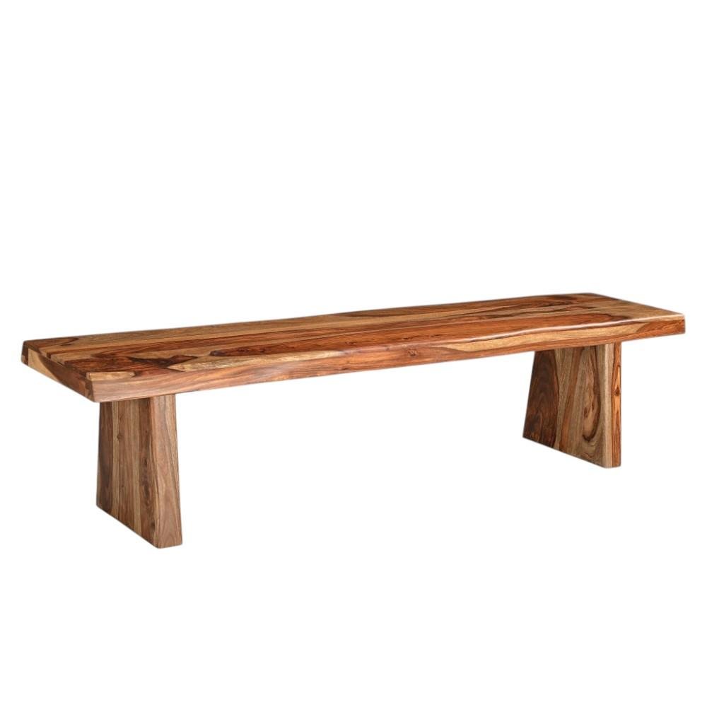 75" Brown Solid Wood Live Edge Dining Bench