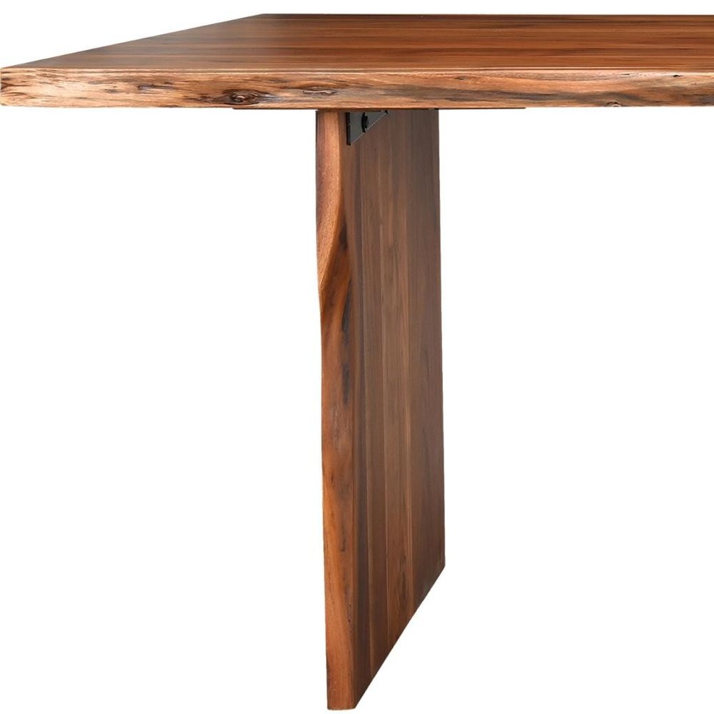 60" Brown Solid Wood Live Edge Dining Bench