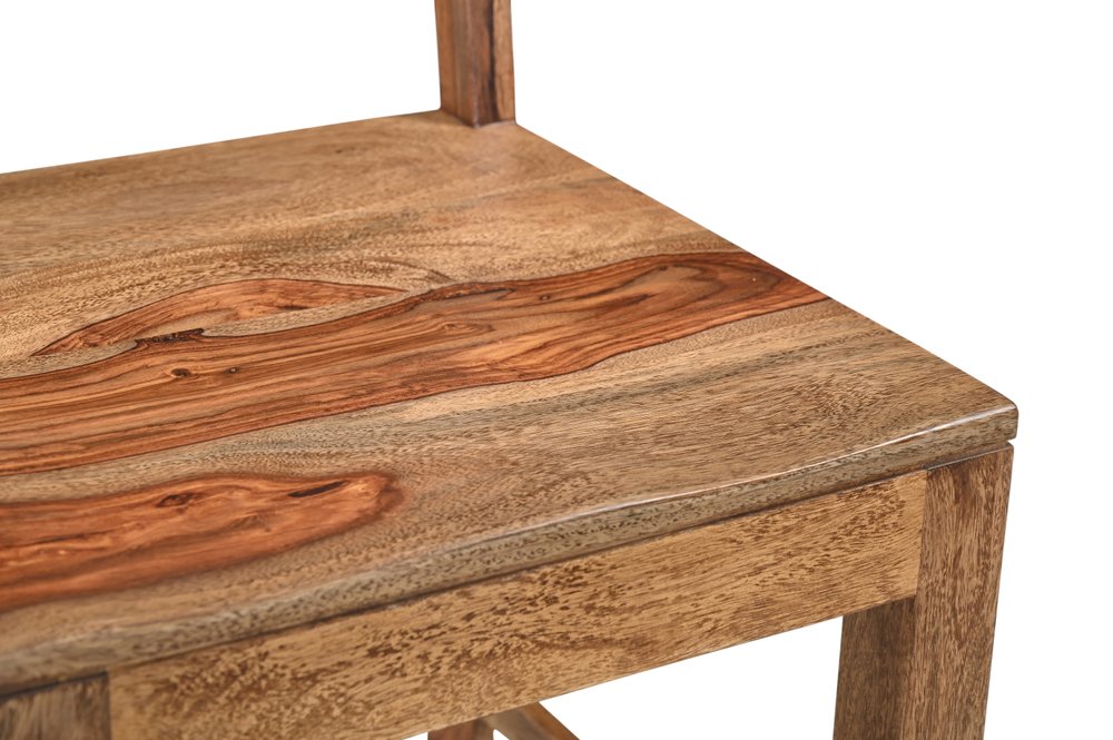 Set of Two Brown Solid Wood Ladder Back Dining Side Chairs