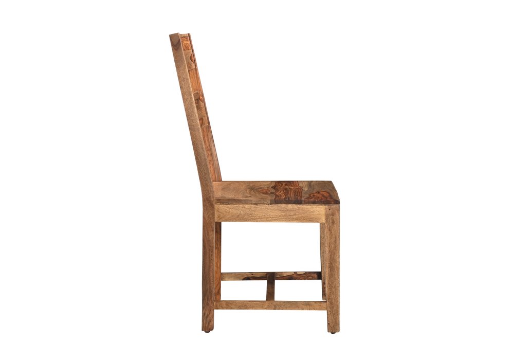 Set of Two Brown Solid Wood Ladder Back Dining Side Chairs