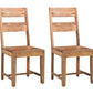 Set of Two Brown Solid Wood Ladder Back Dining Side Chairs