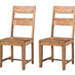 Set of Two Brown Solid Wood Ladder Back Dining Side Chairs