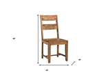 Set of Two Brown Solid Wood Ladder Back Dining Side Chairs