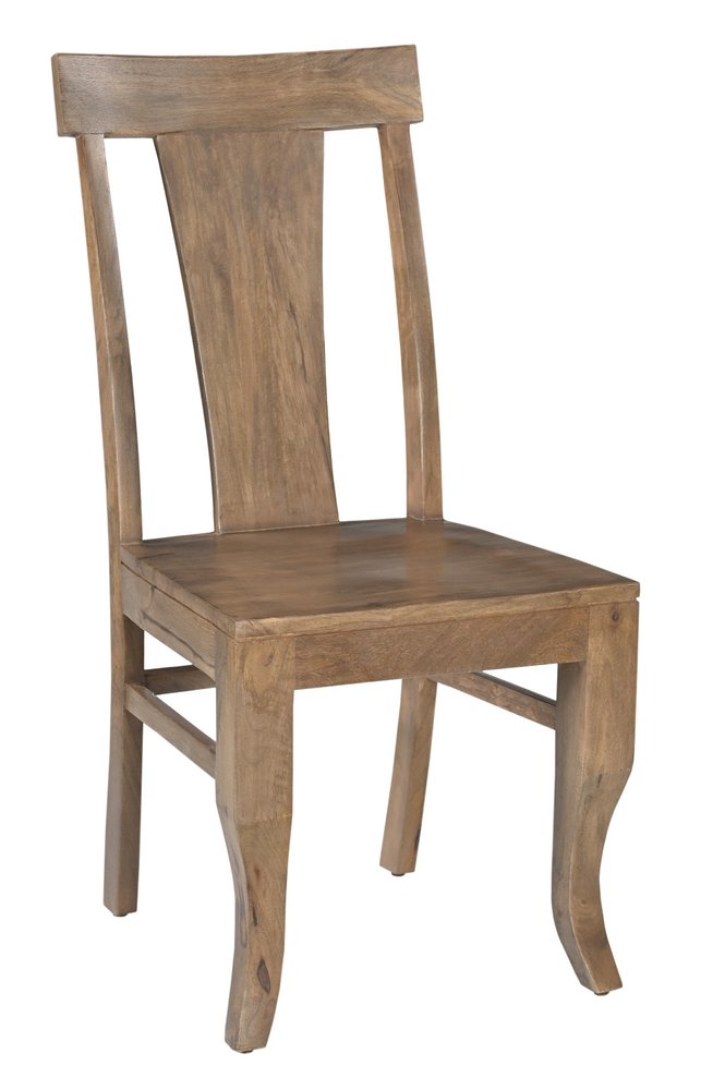 Set of Two Brown Solid Wood Slat Back Dining Side Chairs