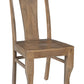 Set of Two Brown Solid Wood Slat Back Dining Side Chairs