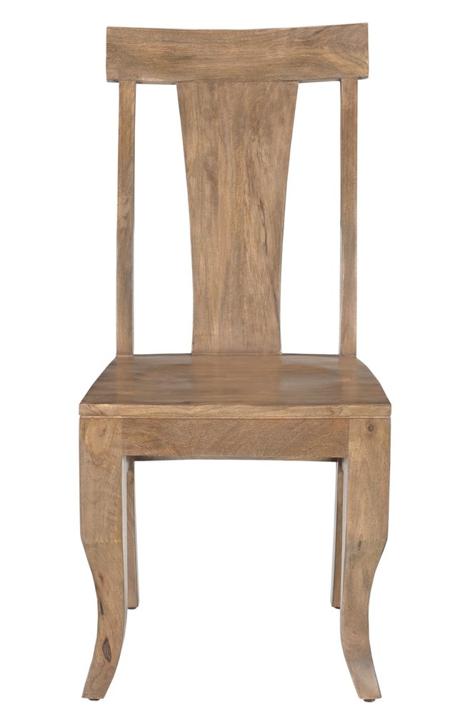 Set of Two Brown Solid Wood Slat Back Dining Side Chairs