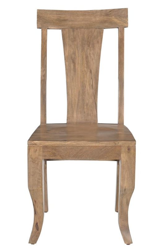 Set of Two Brown Solid Wood Slat Back Dining Side Chairs