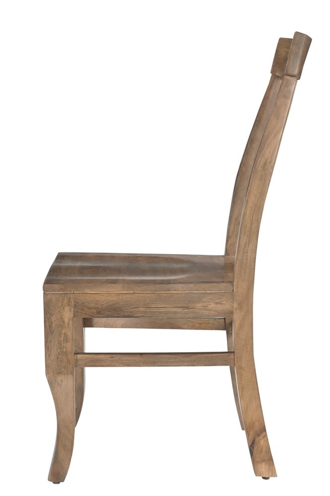 Set of Two Brown Solid Wood Slat Back Dining Side Chairs