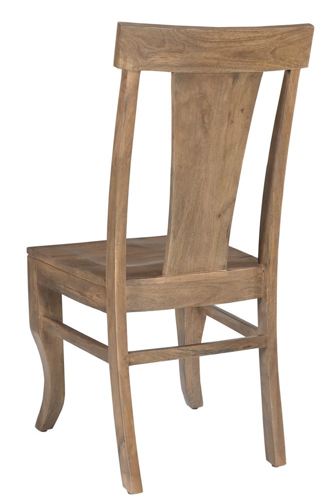 Set of Two Brown Solid Wood Slat Back Dining Side Chairs