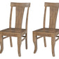 Set of Two Brown Solid Wood Slat Back Dining Side Chairs