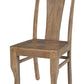 Set of Two Brown Solid Wood Slat Back Dining Side Chairs
