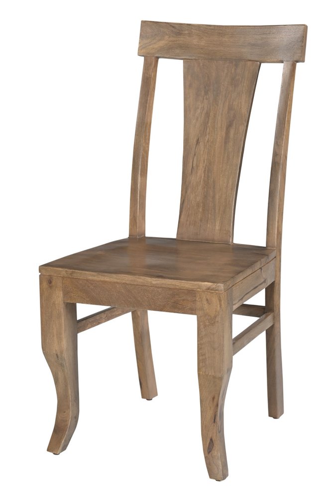 Set of Two Brown Solid Wood Slat Back Dining Side Chairs