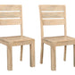 Set of Two Beige Solid Wood Ladder Back Dining Side Chairs