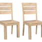 Set of Two Beige Solid Wood Ladder Back Dining Side Chairs