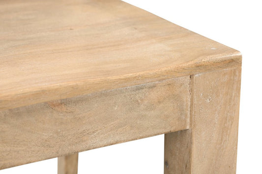 Set of Two Beige Solid Wood Ladder Back Dining Side Chairs