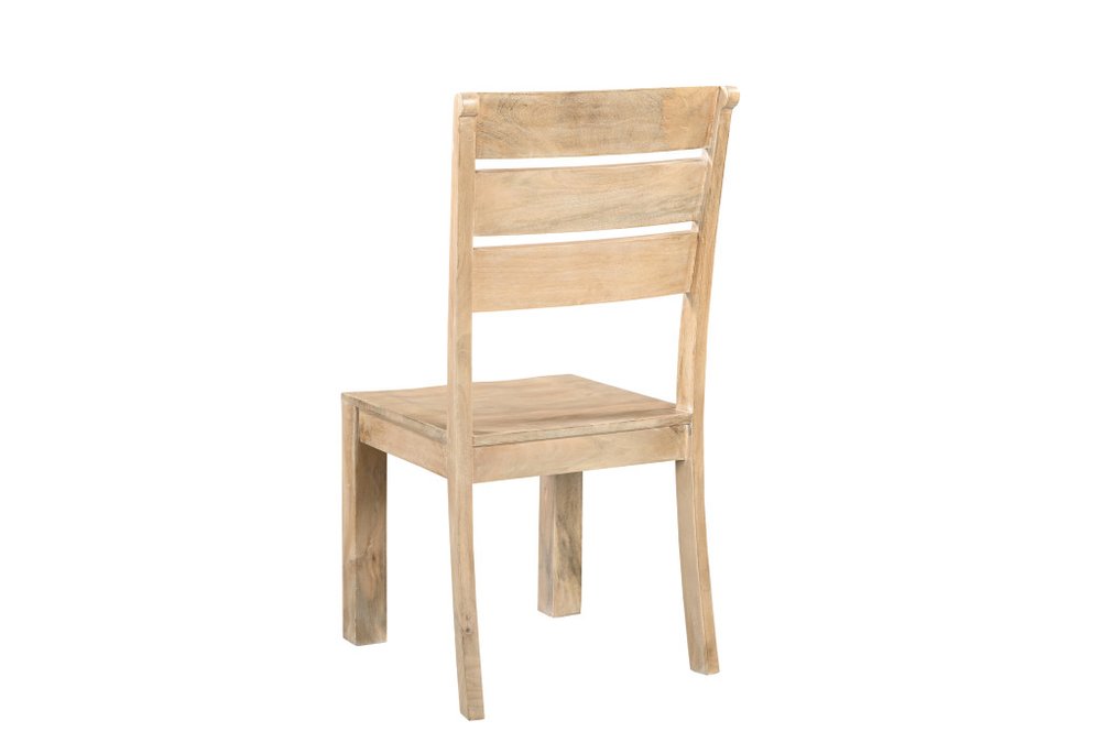 Set of Two Beige Solid Wood Ladder Back Dining Side Chairs