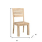Set of Two Beige Solid Wood Ladder Back Dining Side Chairs