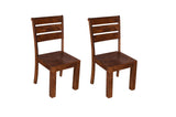 Set of Two Brown Solid Wood Ladder Back Dining Side Chairs