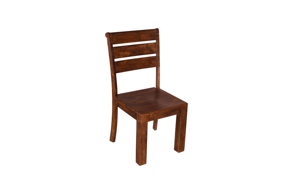 Set of Two Brown Solid Wood Ladder Back Dining Side Chairs