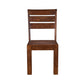 Set of Two Brown Solid Wood Ladder Back Dining Side Chairs