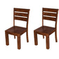 Set of Two Brown Solid Wood Ladder Back Dining Side Chairs