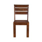 Set of Two Brown Solid Wood Ladder Back Dining Side Chairs