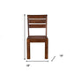 Set of Two Brown Solid Wood Ladder Back Dining Side Chairs