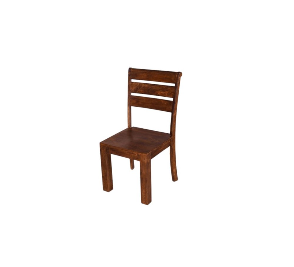 Set of Two Brown Solid Wood Ladder Back Dining Side Chairs