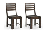 Set of Two Brown Solid Wood Ladder Back Dining Side Chairs