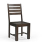 Set of Two Brown Solid Wood Ladder Back Dining Side Chairs