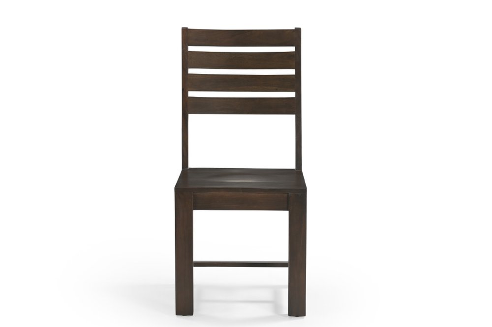 Set of Two Brown Solid Wood Ladder Back Dining Side Chairs