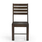 Set of Two Brown Solid Wood Ladder Back Dining Side Chairs