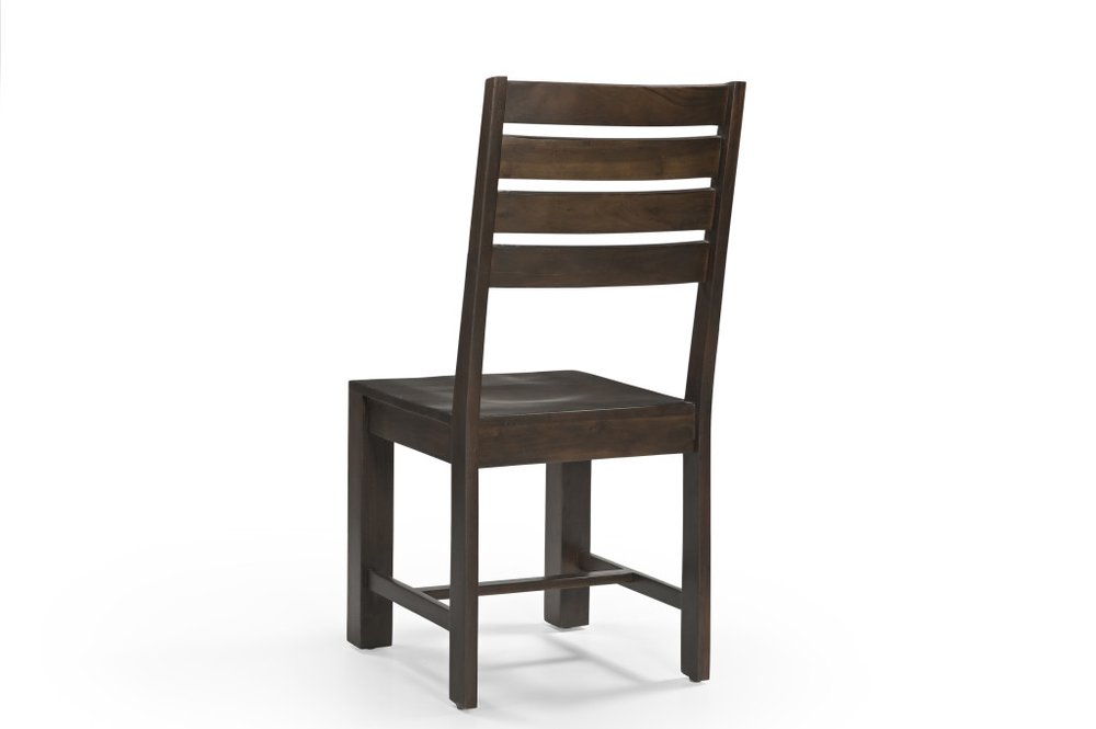 Set of Two Brown Solid Wood Ladder Back Dining Side Chairs