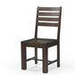 Set of Two Brown Solid Wood Ladder Back Dining Side Chairs