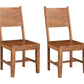 Set of Two Brown Solid Wood Open Back Dining Side Chairs