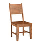 Set of Two Brown Solid Wood Open Back Dining Side Chairs
