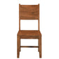 Set of Two Brown Solid Wood Open Back Dining Side Chairs