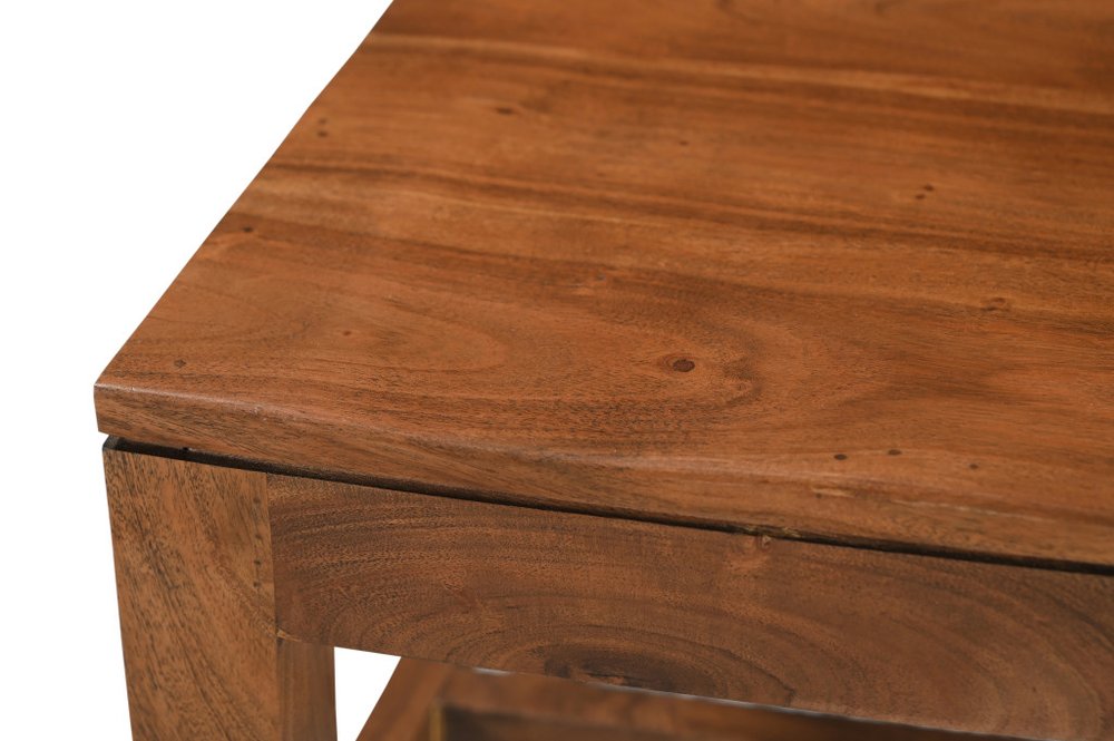 Set of Two Brown Solid Wood Open Back Dining Side Chairs